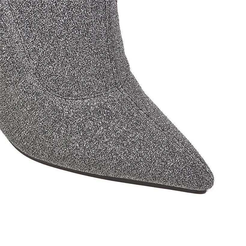 女性用ヒョウオーバーニーソックスブーツ、先のとがったつま先、 - Knee High Sock Women のレビューと価格