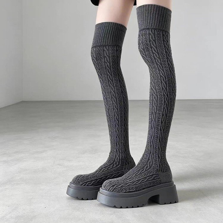 オーバーニーソックスブーツ 2026秋冬新作 ハイニットスト - Knee High Sock Women のレビューと価格