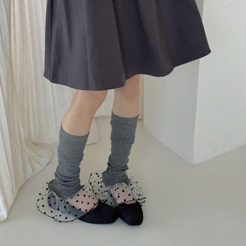 シンプルスタイルのレッグウォーマー、女の子用薄手カラーブロッ - Boot Sock Slouchy のレビューと価格