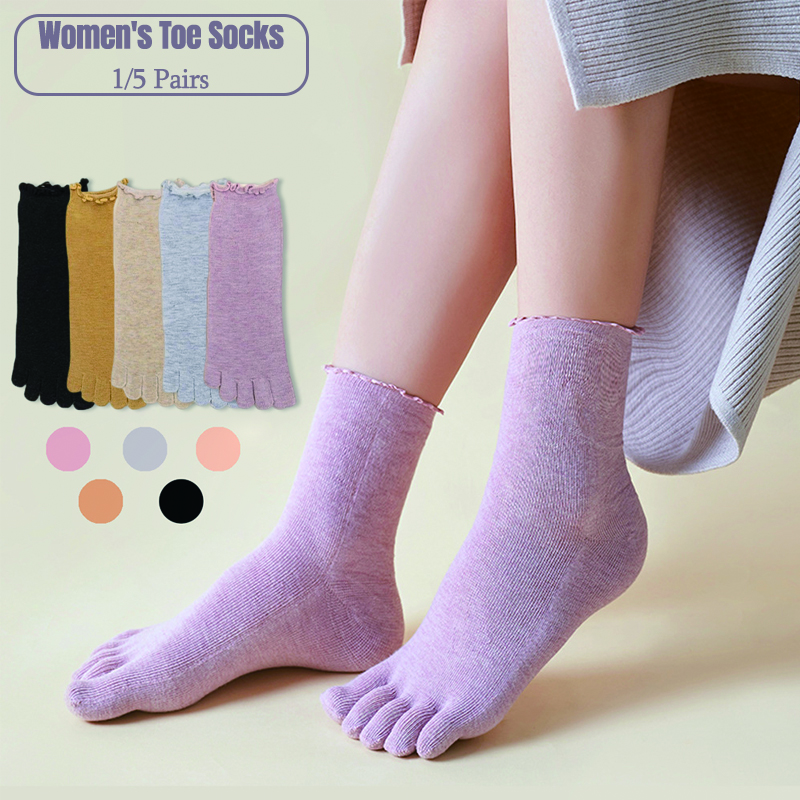 1/5ペア コットン レディース ファイブフィンガーソックス - Toe Sock Split のレビューと価格
