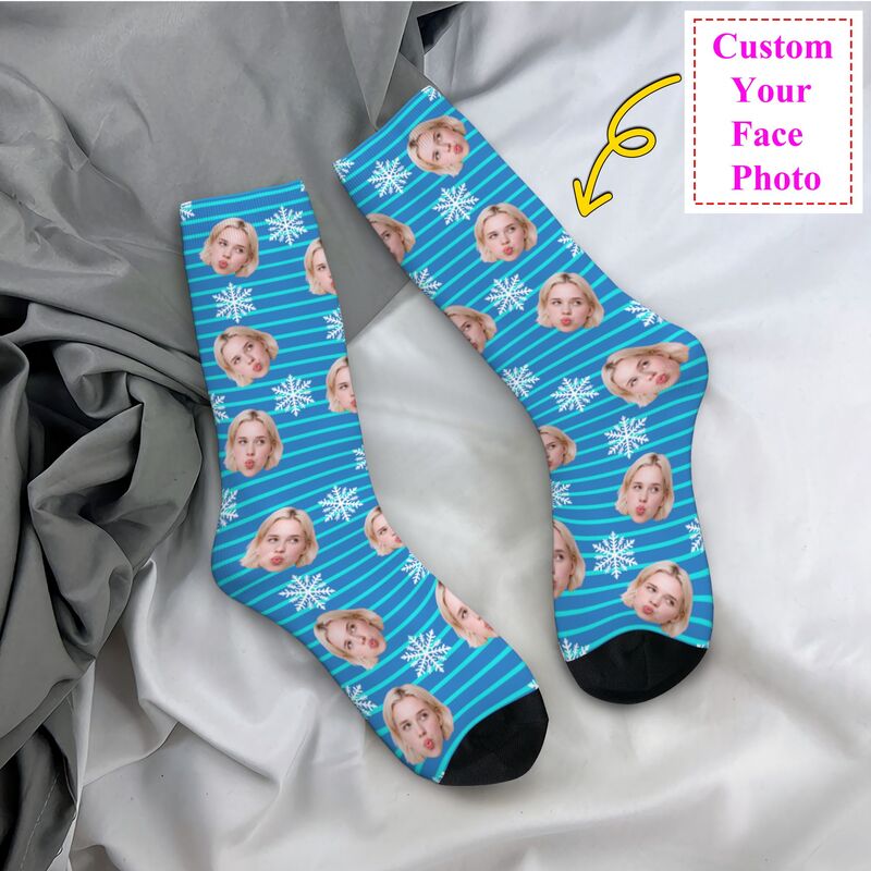 クリスマス顔写真パーソナライズされたカスタム男性女性クルーソ - Dress Sock Men のレビューと価格