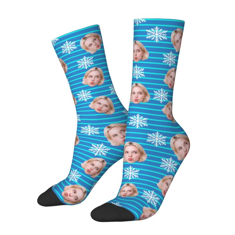 クリスマス顔写真パーソナライズされたカスタム男性女性クルーソ - Dress Sock Men のレビューと価格