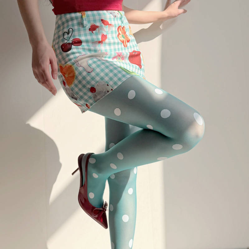 レトロな水玉模様のシアータイツ、女性用ハイウエストシームレス - Tights Pantyhose Sheer のレビューと価格