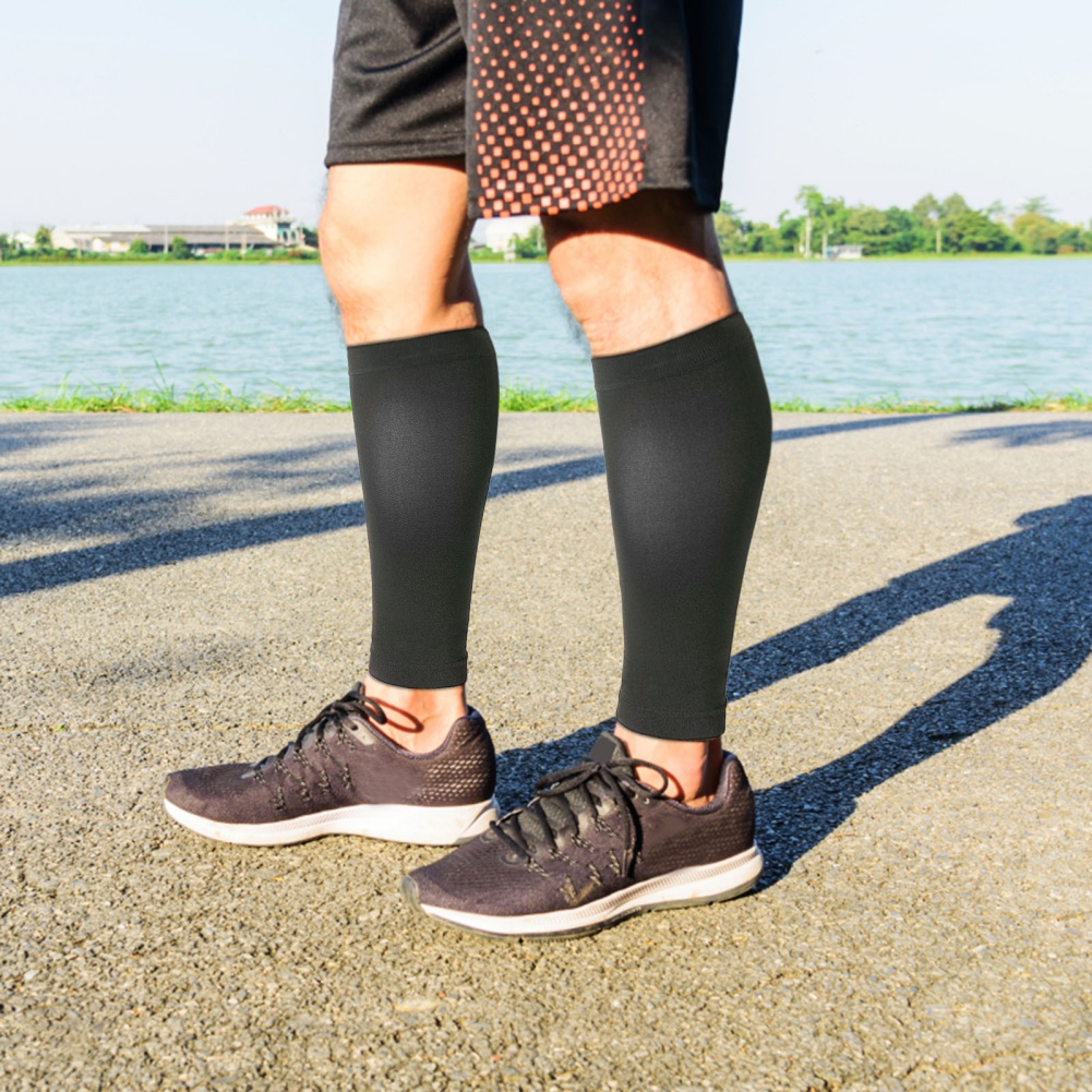 1 ペアフィットネスランニング圧縮スリーブ脚ふくらはぎ男性  - Compression Sleeve Calf のレビューと価格