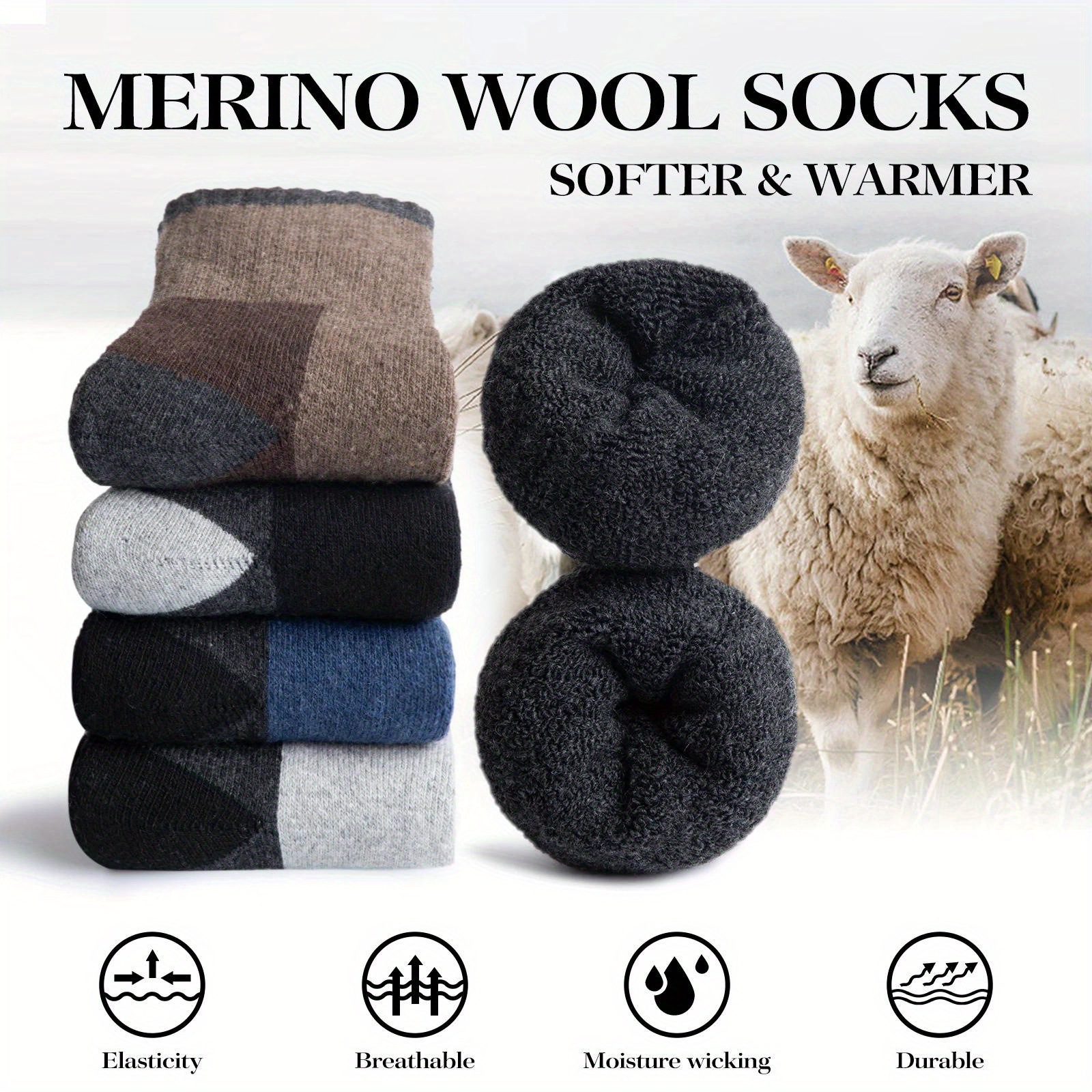 冬メリノウール靴下肥厚暖かい吸湿発散性ハイキングソックス男性 - Wool Hiking Sock のレビューと価格