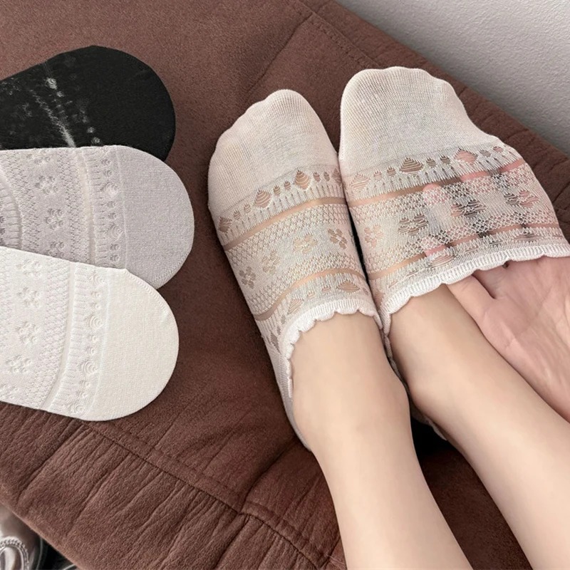 レースの透かし模様のバレエソックス、女性用、見えないノーショ - Invisibility Sock Loafer のレビューと価格
