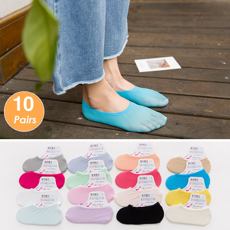 女性用滑り止めアンクルソックス,快適,5ペア,10ユニット - Invisibility Sock Loafer のレビューと価格