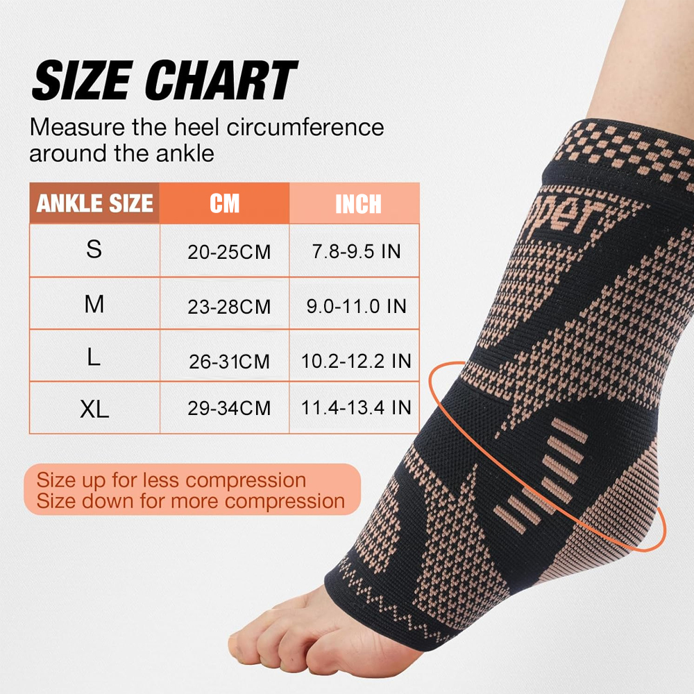 2個入り銅製足首サポーター 男女兼用、足底筋膜炎、スポーツ、 - Ankle Brace Sock のレビューと価格