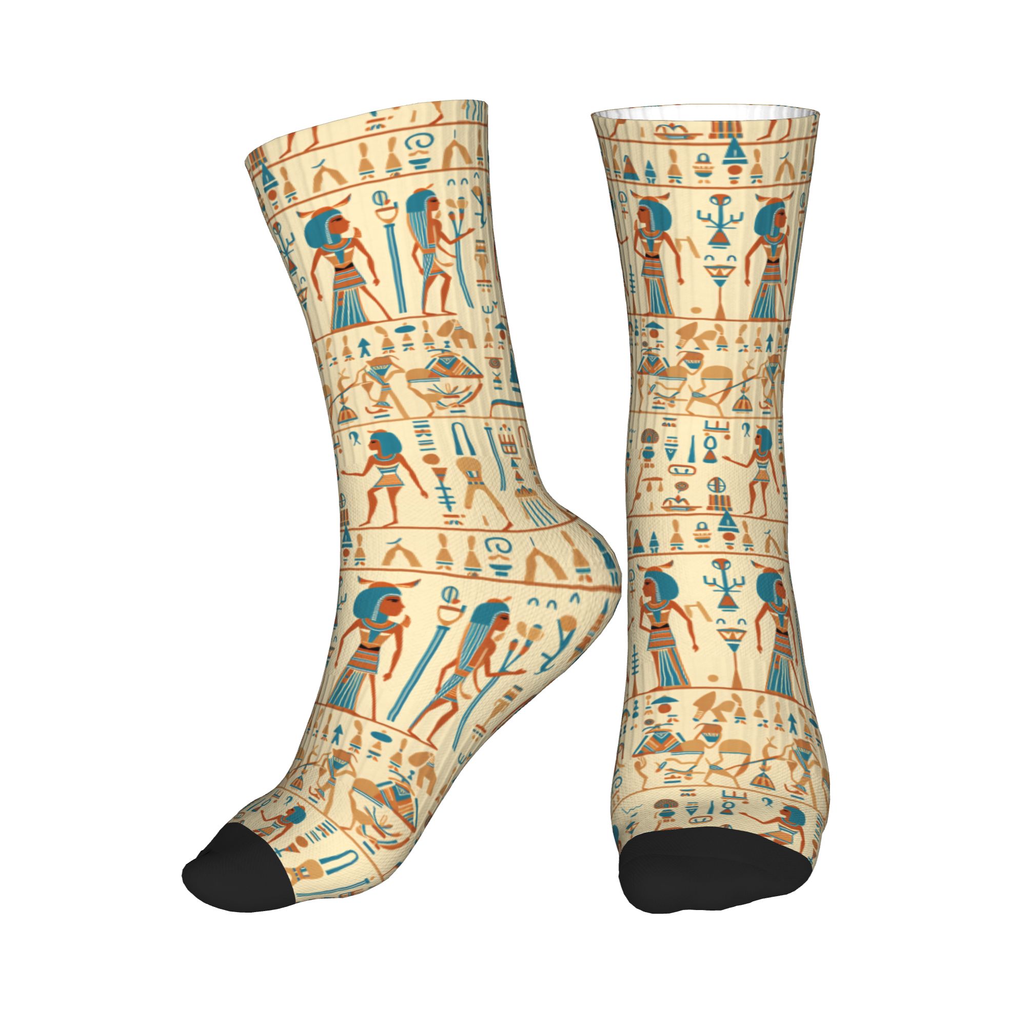エジプトの神々とシンボル柄のドレスソックス メンズ レディー - Dress Sock Men のレビューと価格