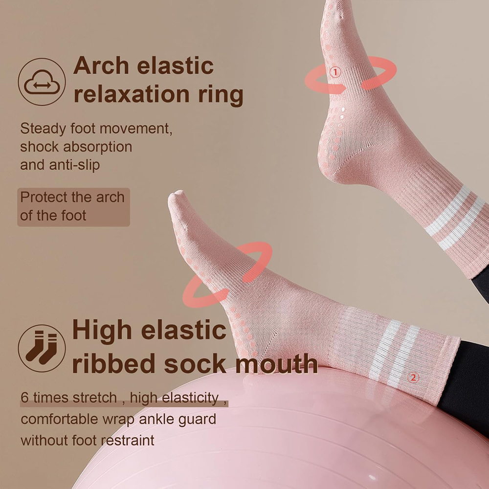 女性用グリップ付きヨガピラティスソックス、滑り止めグリップコ - Grip Sock Yoga のレビューと価格