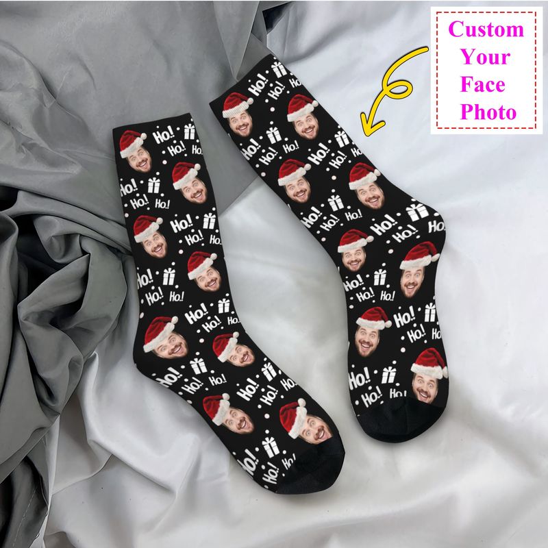 クリスマスフェイスフォトパーソナライズされたカスタムメンズク - Dress Sock Men のレビューと価格