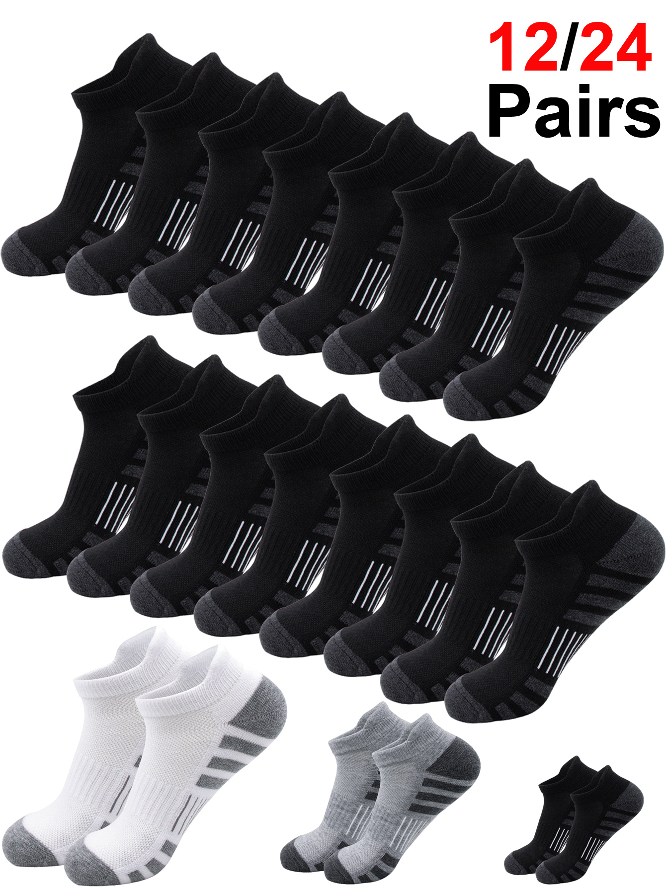 6/24足組 クッション性のある通気性のあるアンクル丈アスレ - Athletic Sock Cushion のレビューと価格