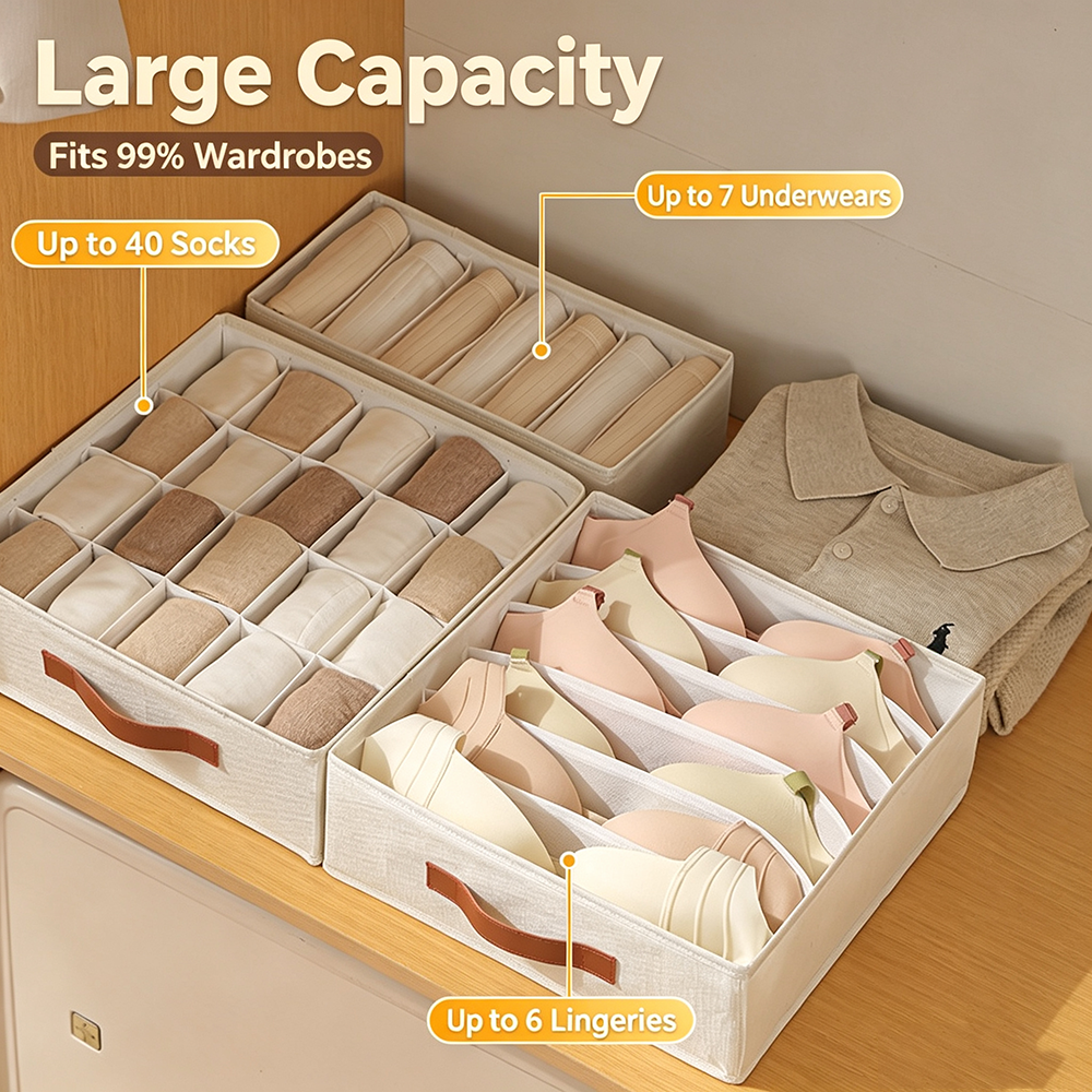 1個入り折りたたみ式引き出しオーガナイザー、積み重ね可能な布 - Sock Organizer Tray のレビューと価格
