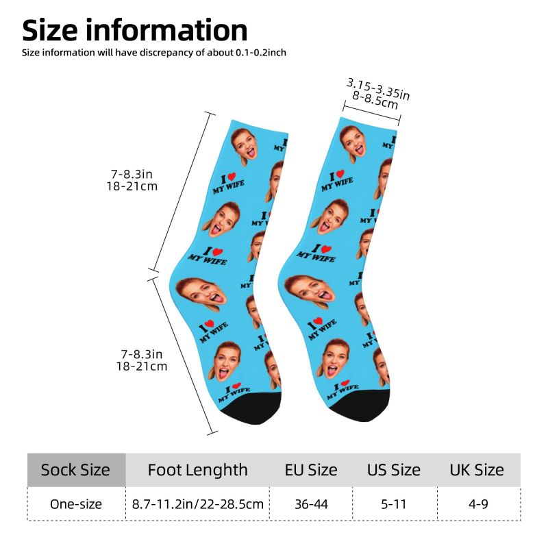 私は妻を愛しています パーソナライズされた顔の写真 カスタム - Dress Sock Men のレビューと価格