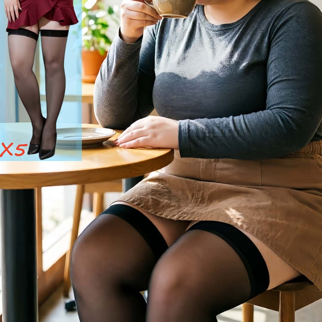 5足組 プラスサイズ レーストップ サイハイストッキング レ - Thigh High Sock Stay Up のレビューと価格