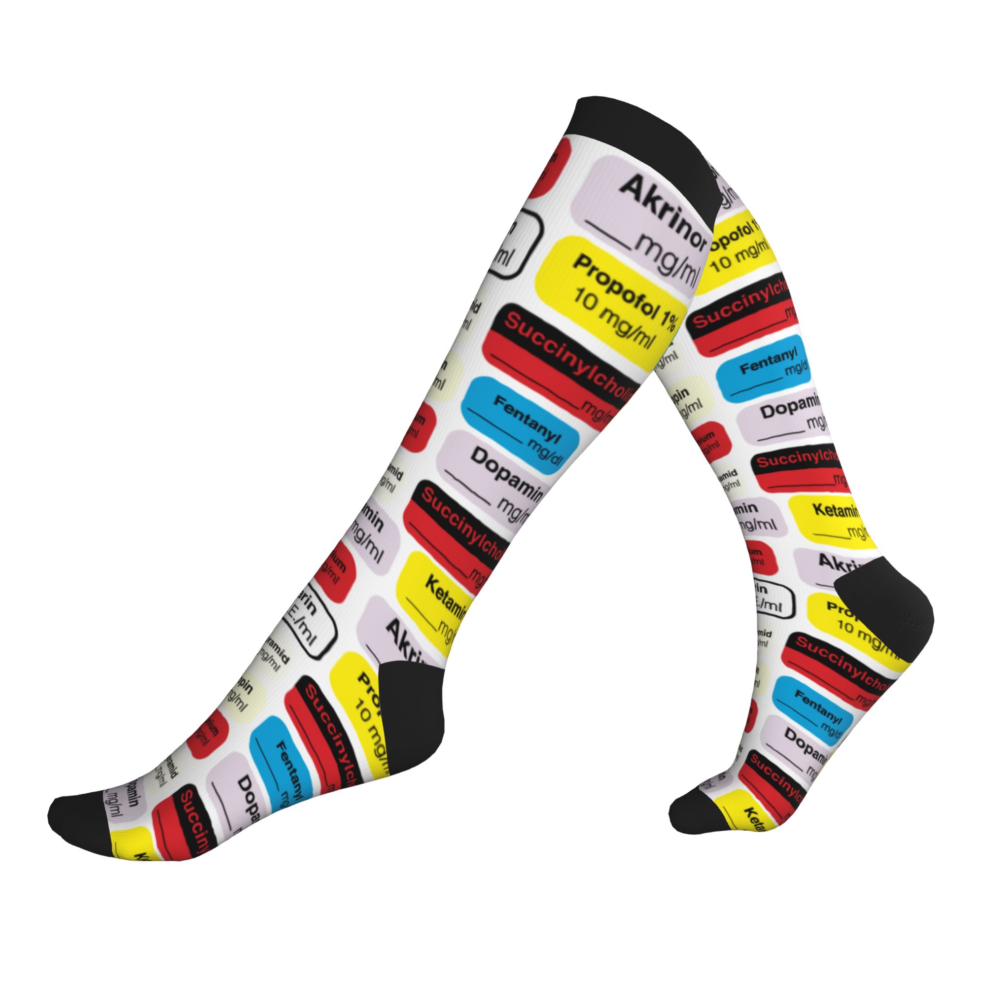 麻酔薬ラベル男性女性スポーツ圧縮ソックスユニセックスファッシ - Compression Sock Medical のレビューと価格