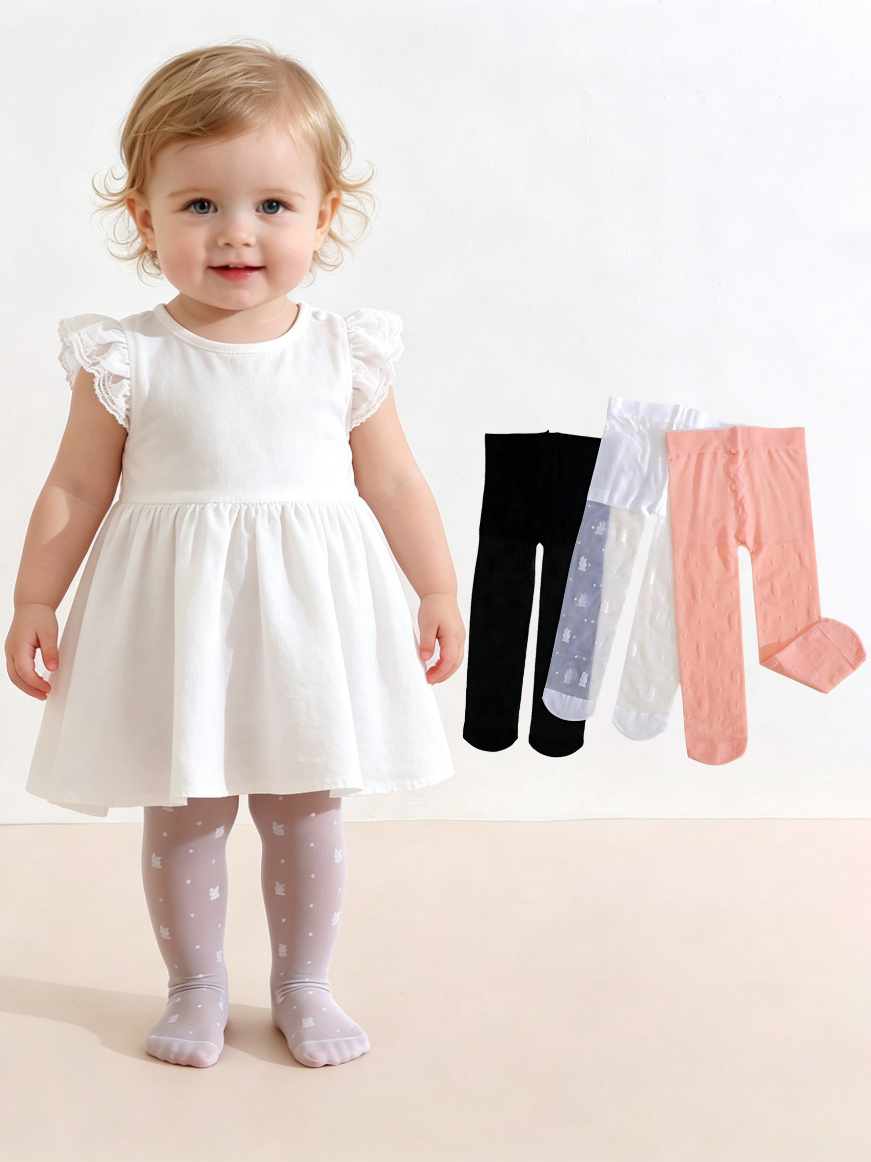 3 パック幼児女の子用ウサギプリントタイツ 0-3Y UPF - Tights Pantyhose Sheer のレビューと価格