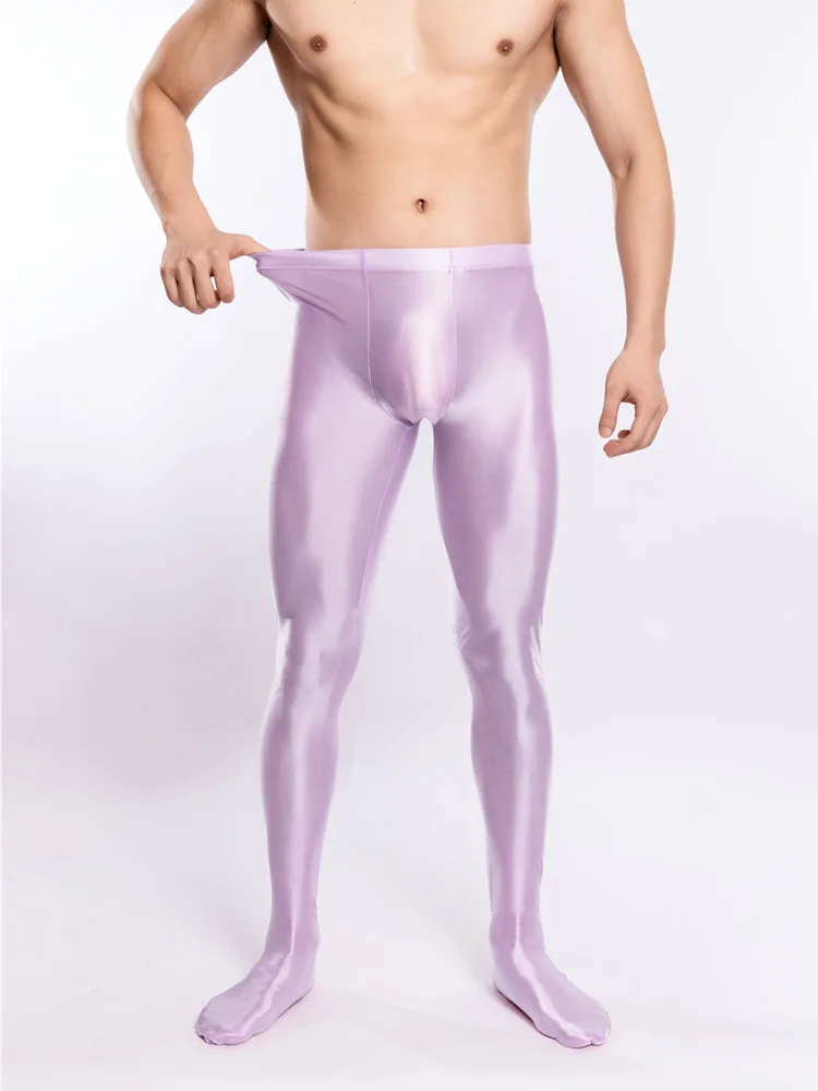 メンズフィットネスヨガレギンスオイル光沢のあるキャンディーカ - Tights Pantyhose Sheer のレビューと価格