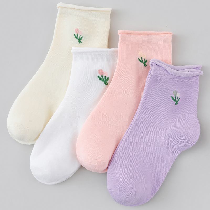 4/8/12 パック ランダム レディース 花柄ミッドカーフ - Cotton Crew Sock Pack のレビューと価格