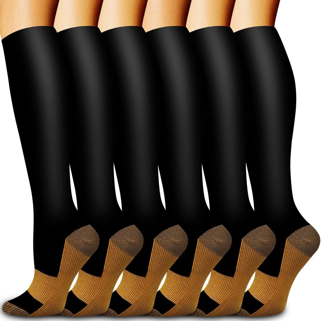 6 組のソリッドカラーの銅製圧縮ソックス ナース用圧縮ソック - Compression Sock Medical のレビューと価格