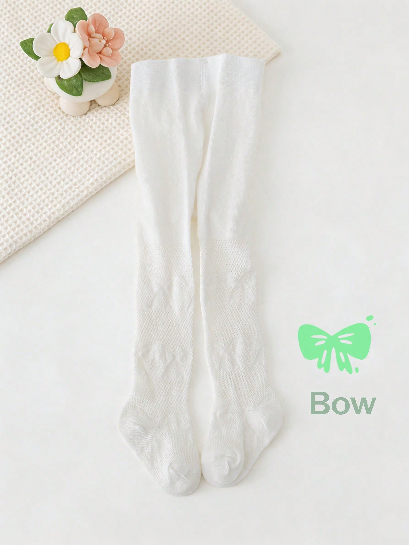 3/1 個女の子白リボンプリントタイツ綿メッシュ通気性夏薄手 - Tights Pantyhose Sheer のレビューと価格