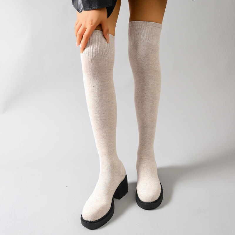 チャンキープラットフォームオーバーザニーブーツ女性 2026 - Knee High Sock Women のレビューと価格
