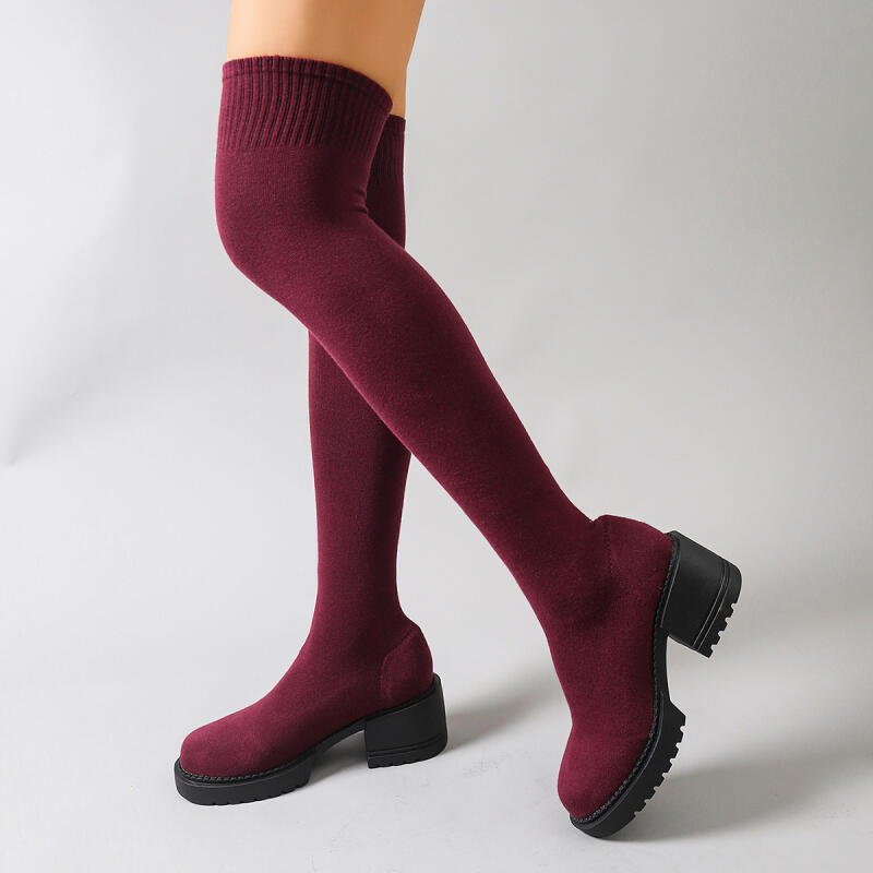 チャンキープラットフォームオーバーザニーブーツ女性 2026 - Knee High Sock Women のレビューと価格