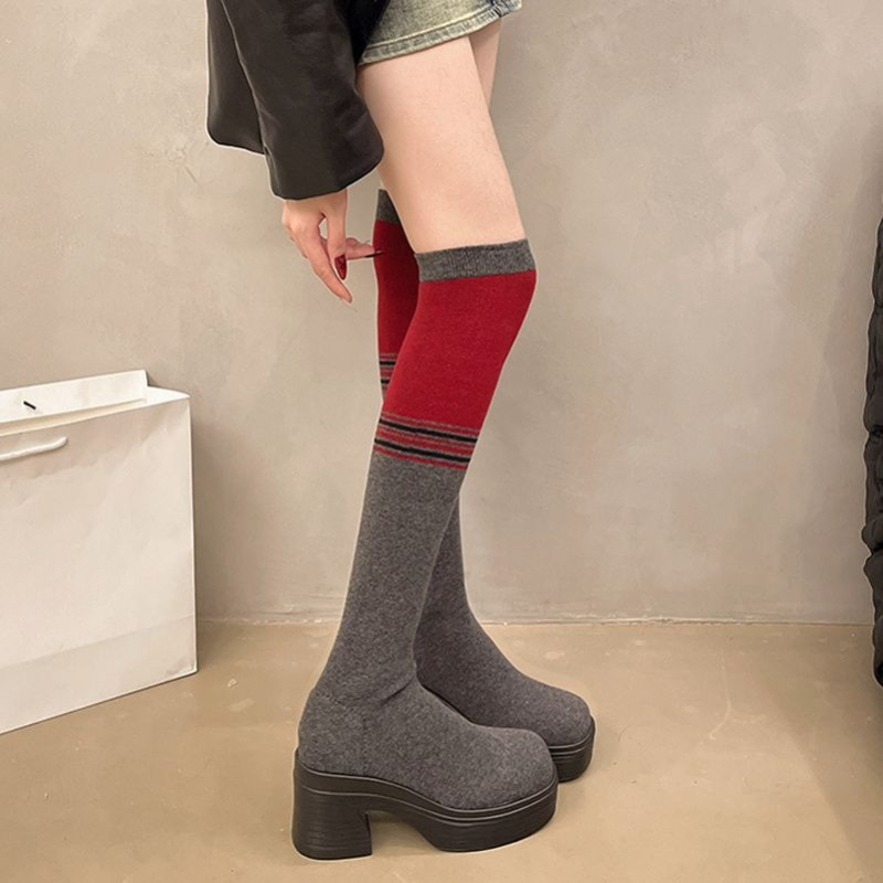 韓国風 レディース 2025 秋冬 ニット ストレッチ カラ - Knee High Sock Women のレビューと価格