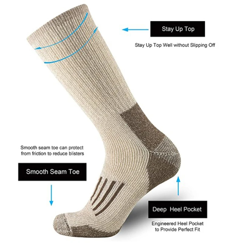 80% ウール靴下厚み暖かいハイキングクッションクルーソック - Wool Hiking Sock のレビューと価格