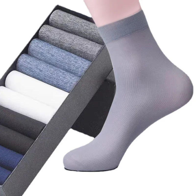 10 ペア男性靴下夏超薄型ストライプ通気性靴下アイスシルク竹 - Silk Sock Bamboo のレビューと価格