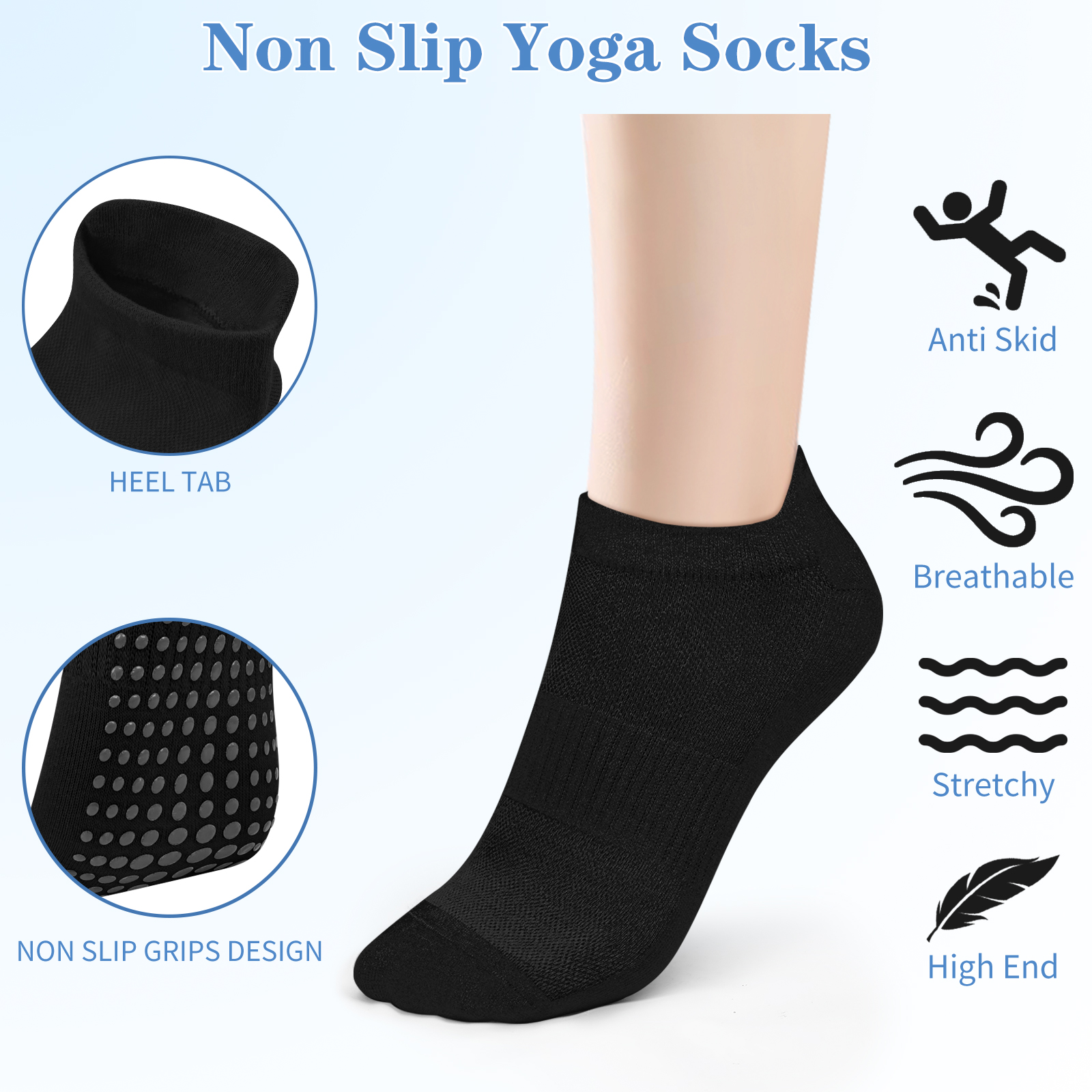 3 ペアヨガソックス女性綿ショートメッシュ通気性プロフェッシ - Grip Sock Yoga のレビューと価格