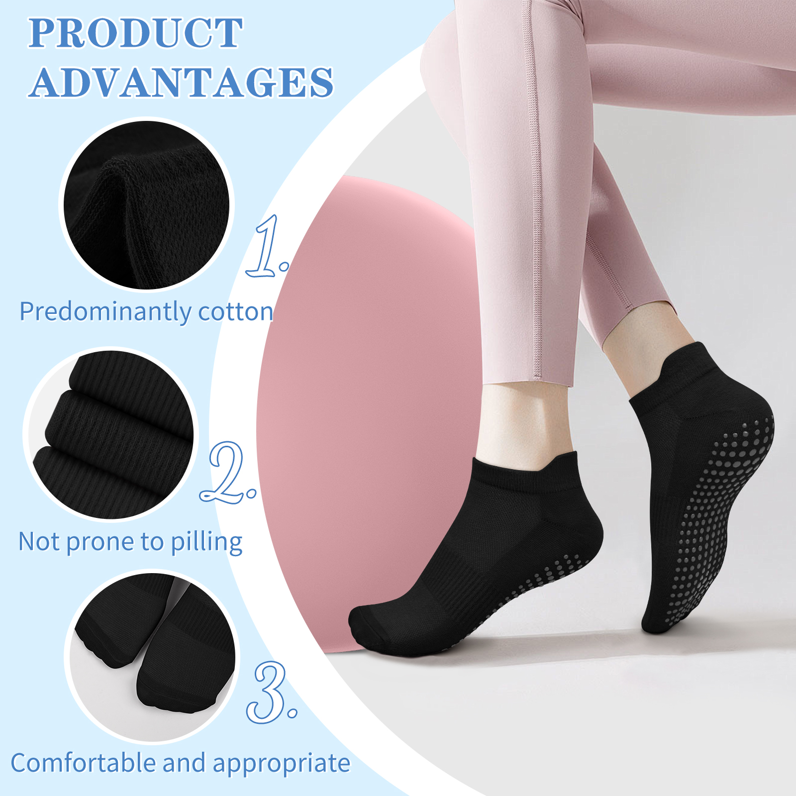 3 ペアヨガソックス女性綿ショートメッシュ通気性プロフェッシ - Grip Sock Yoga のレビューと価格