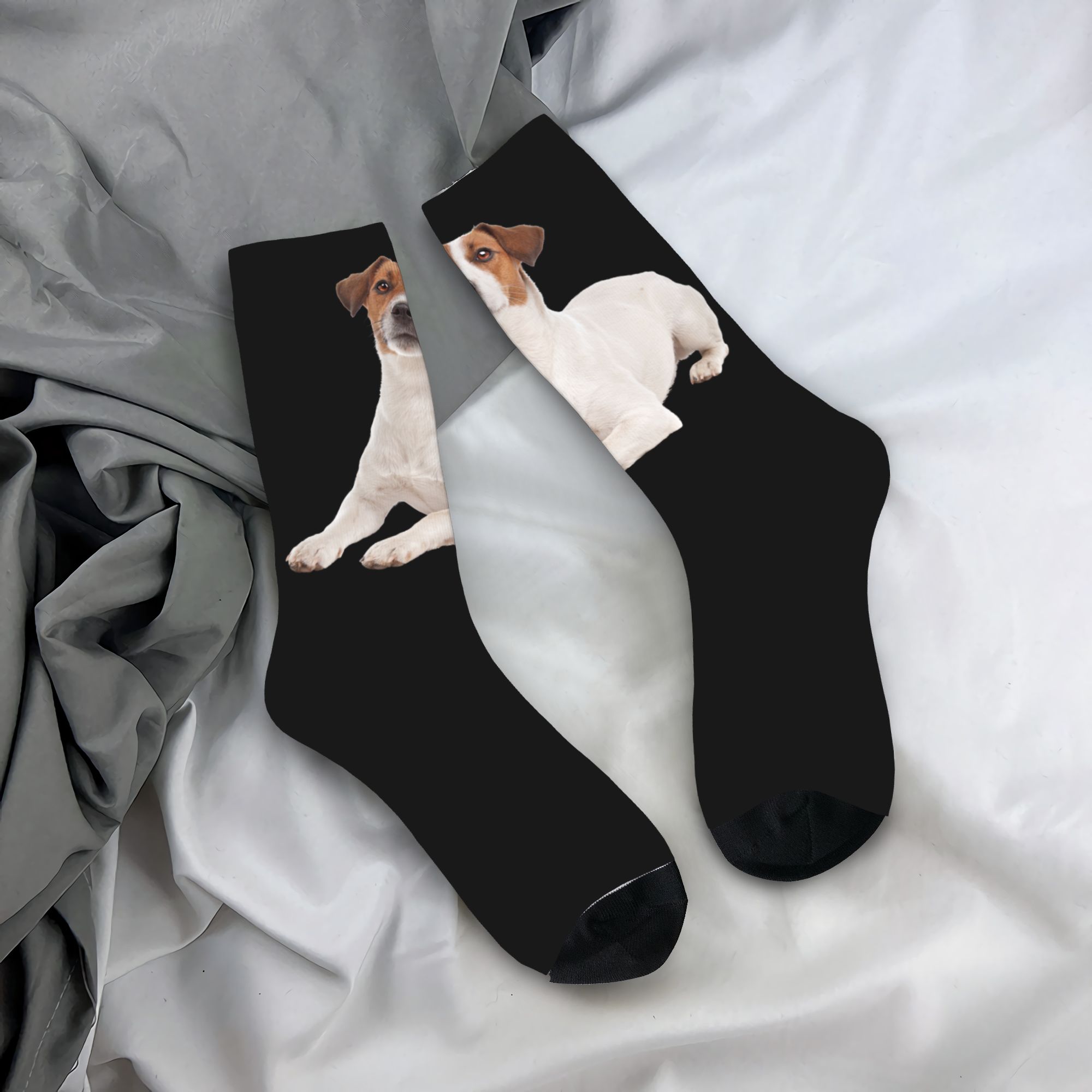 カスタムジャックラッセルテリア犬メンズクルーソックスユニセッ - Dress Sock Men のレビューと価格